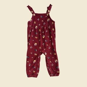 Carter's Corduroy Burgundy Floral Jumpsuit